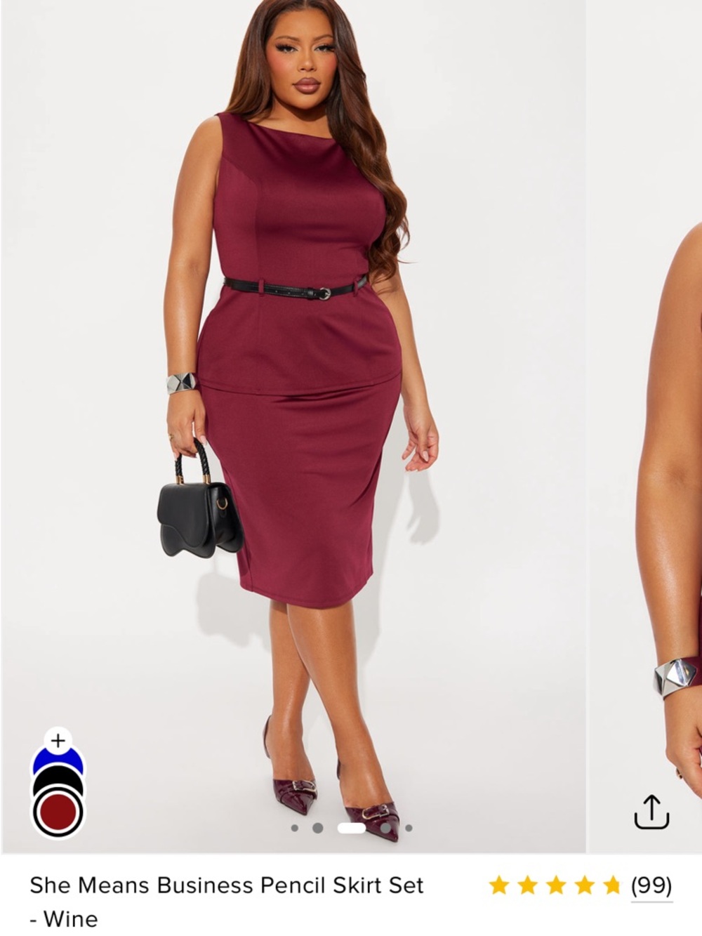 Fashion Nova Wine Colored Pencil Skirt - Sleek Tailored Fit
